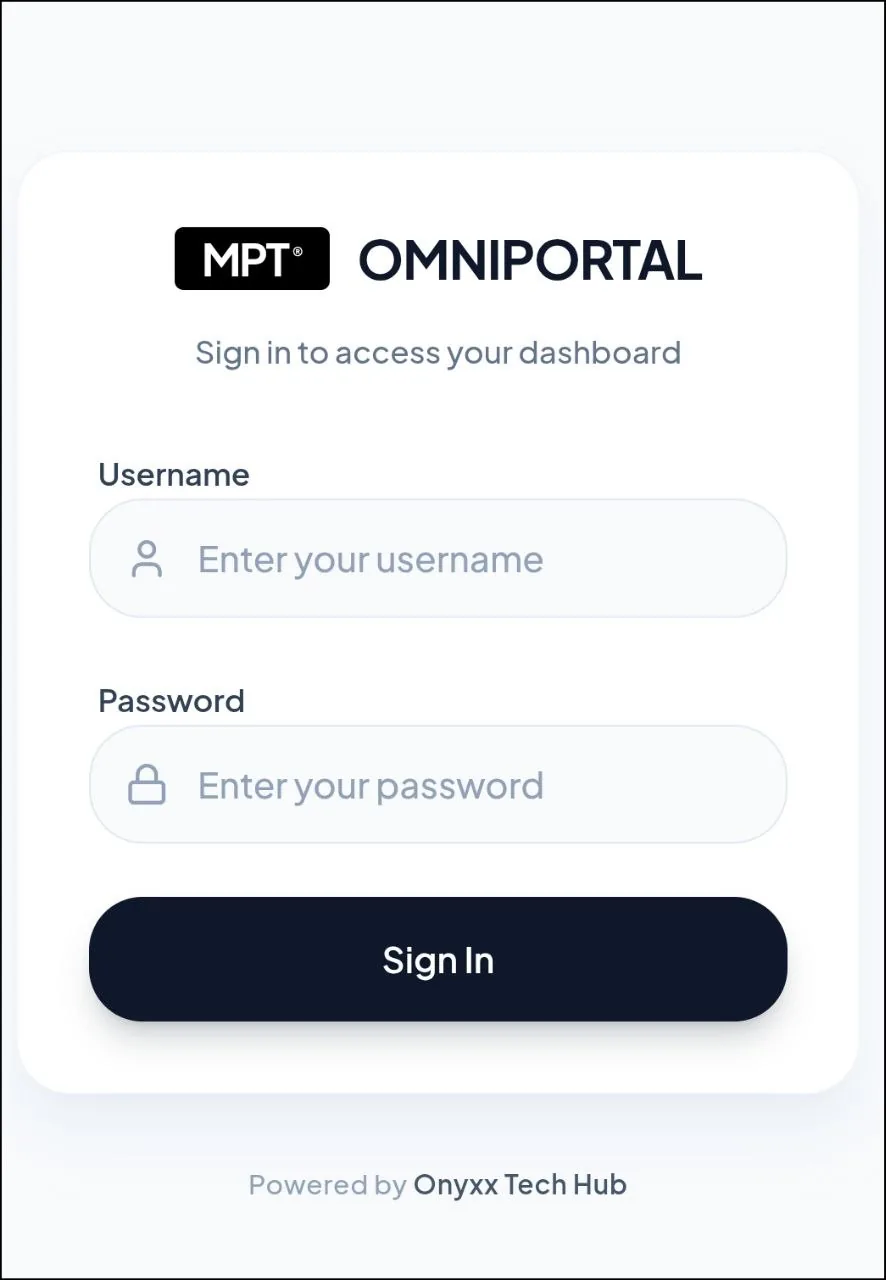 MPT OmniPortal sign-in screen
